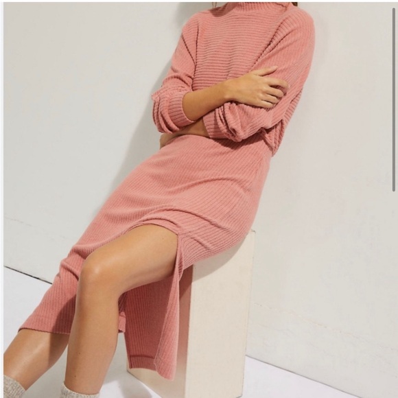 Anthropologie Dresses & Skirts - Anthropologie Saturday Sunday Mariah Pink Ribbed Knit MIDI‎ Dress Size M